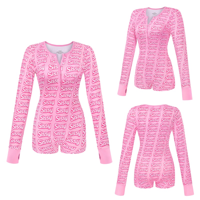SissyUniversity All-Over Sissy Print Thumb Sucker Romper Onesie