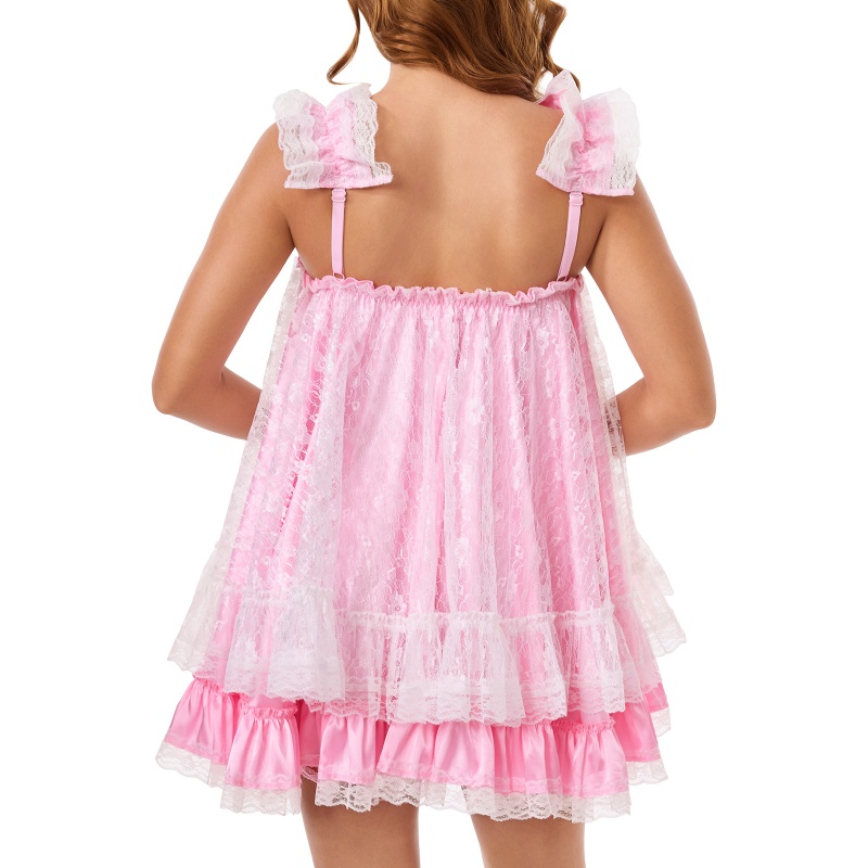 Satin & Lace Little SissyUniversity Slip Dress Nightgown