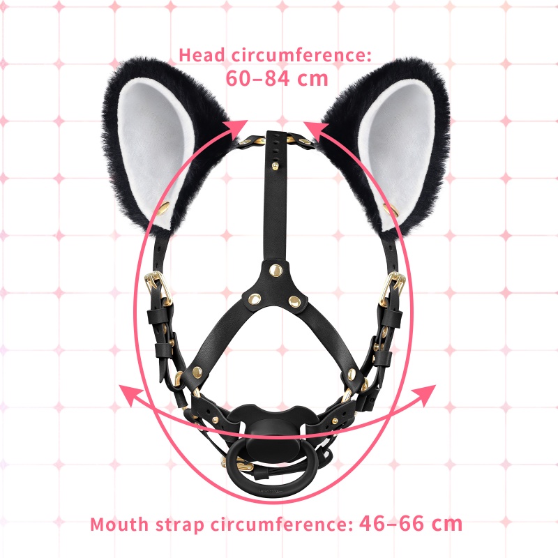 Little Furry Fluffy Ears Pacifier Petplay Head Harness