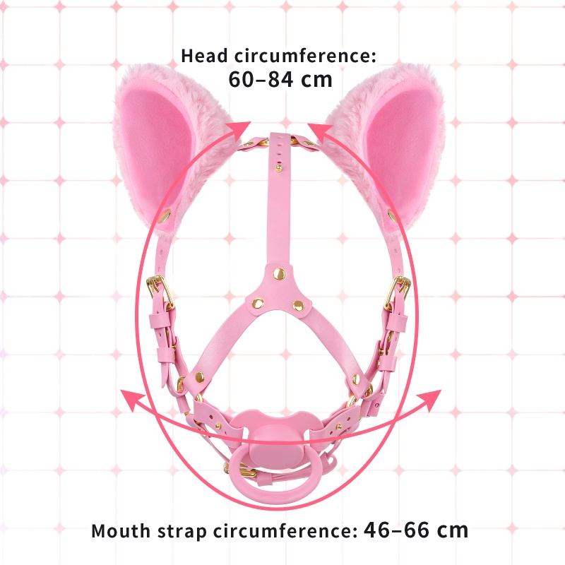 Little Furry Fluffy Ears Pacifier Petplay Head Harness
