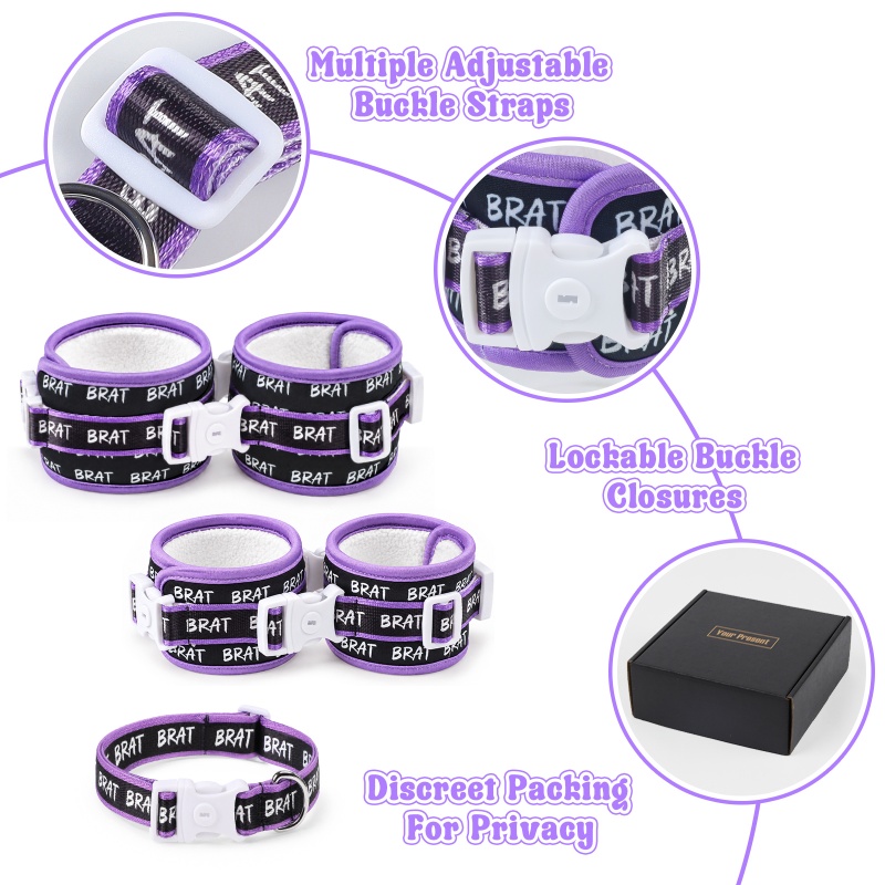 Brat Snuggle Soft Bondage Cuff & Collar Set 5PCS