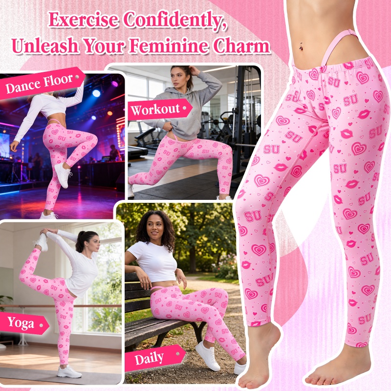 Y2K Thong Strap Hot Lips Sissy Camel Toe Pad Yoga Pants Leggings