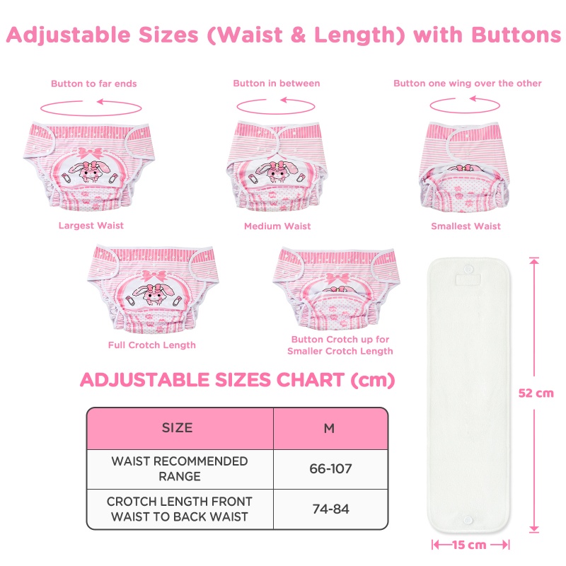 Baby Usagi Diaper Cover with Microfiber Reusable Diaper Booster Pad